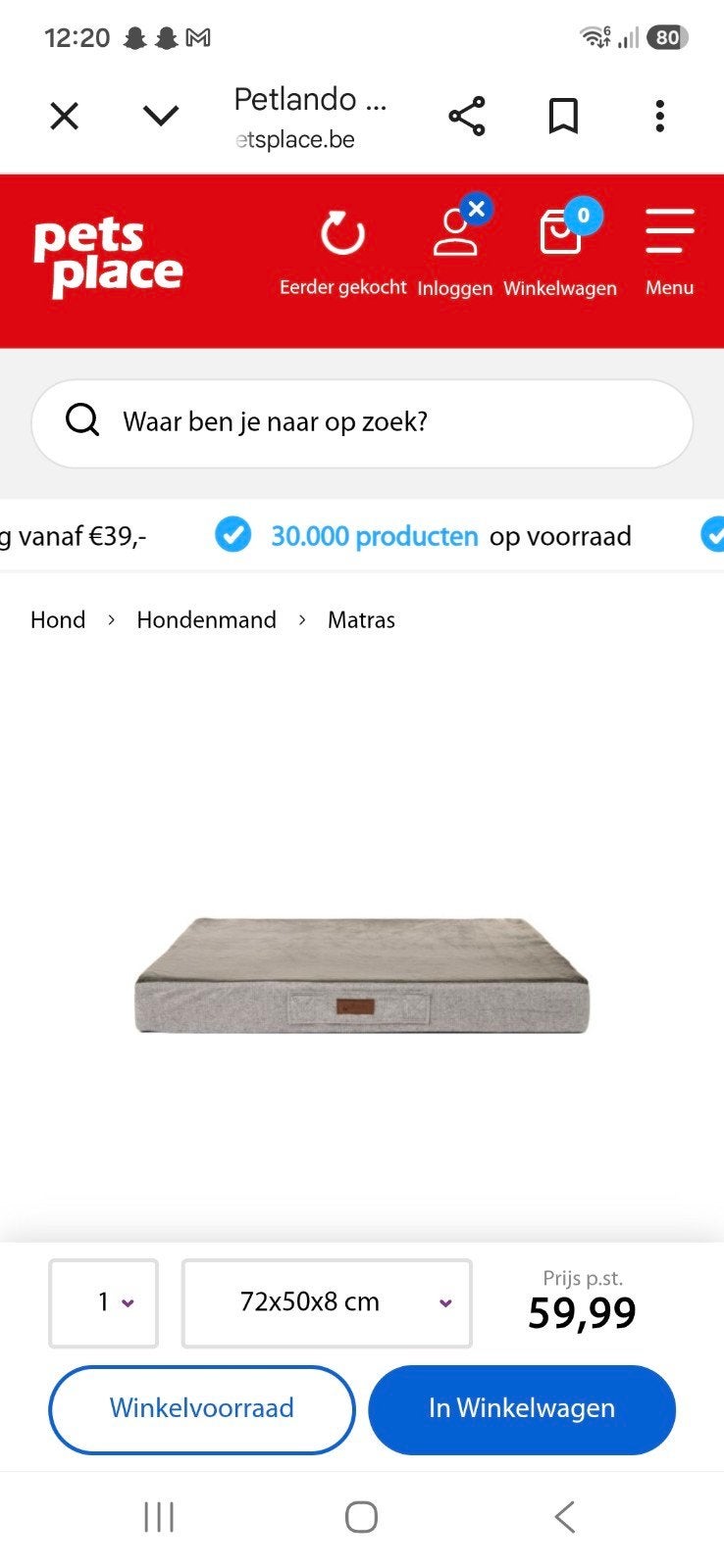 hondenkussen, Ophalen, Zo goed als nieuw