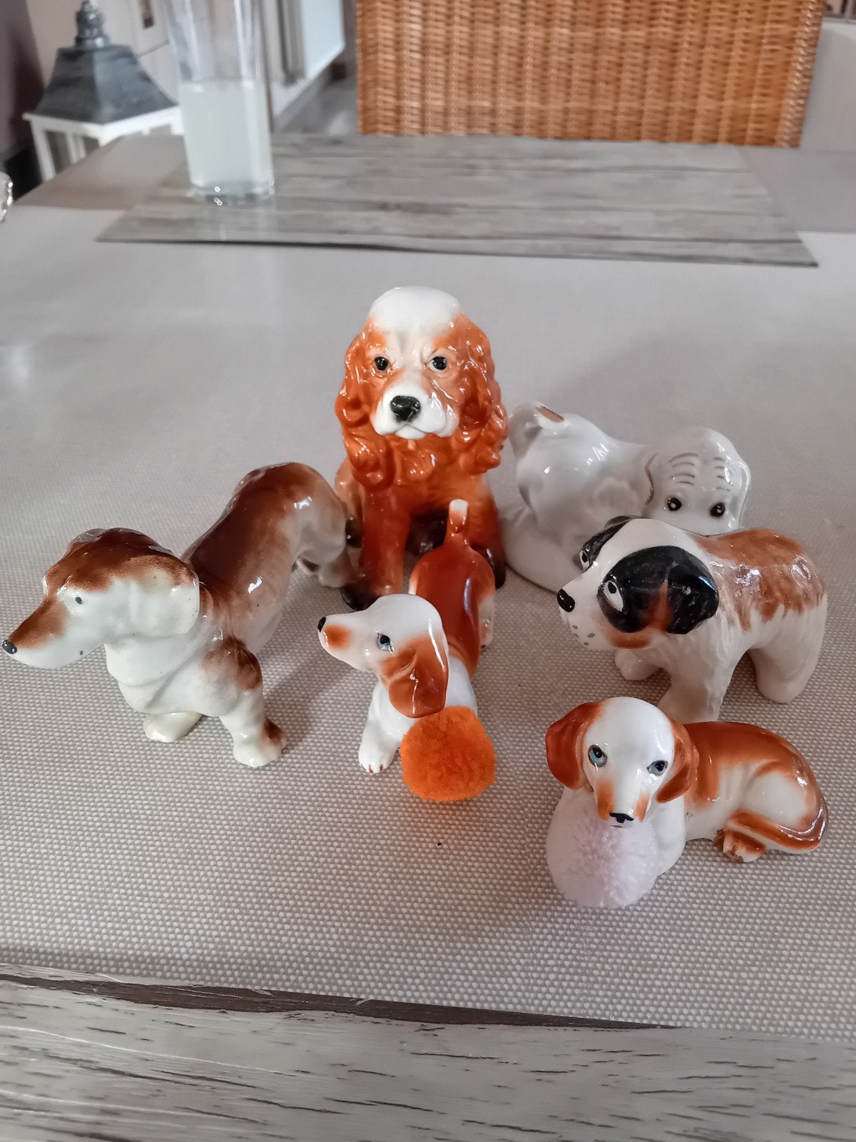 Lot de chiens en porcelaine vintage 530 grammes, Enlèvement ou Envoi, Utilisé, Chien ou Chat, Statue ou Figurine