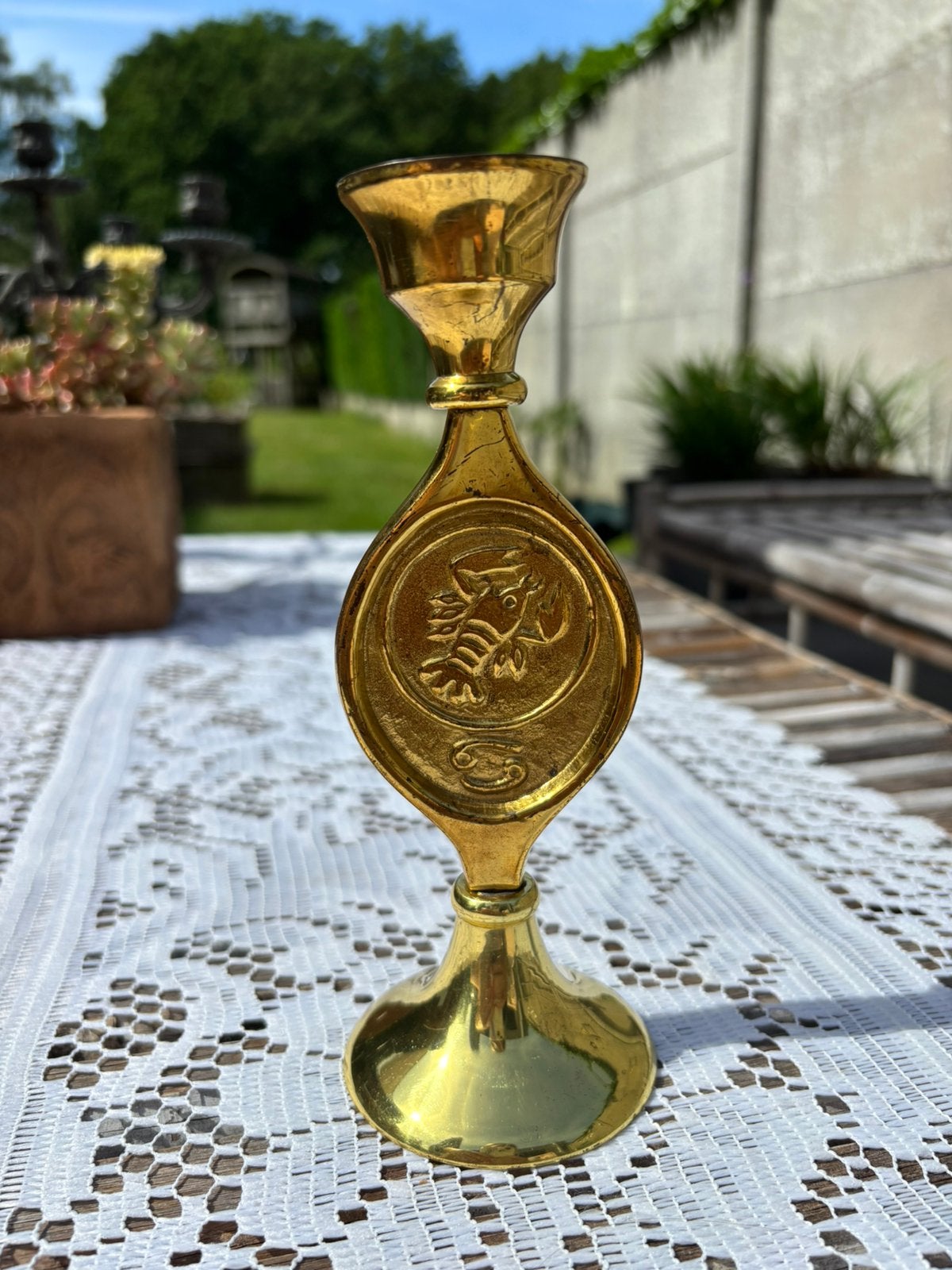 Vintage kandelaar kreeft  Scandia Mässing, Ophalen of Verzenden, Overige materialen