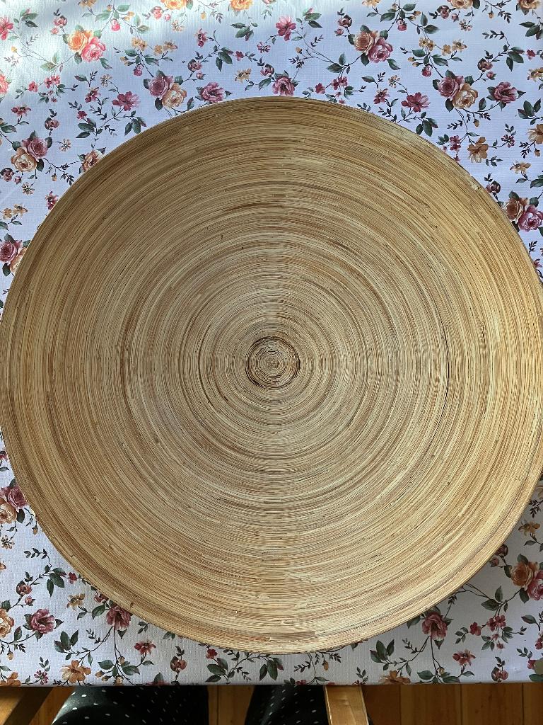 Plat décoratif bambou 45cm, Huis en Inrichting, Woonaccessoires | Dienbladen, Ophalen, Zo goed als nieuw, Rond, Overige materialen