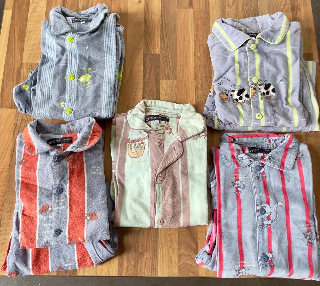 5 pyjamas Jusqu'au lever du jour flanelle - 10-12-14 ans, Garçon ou Fille, Enlèvement ou Envoi, Vêtements de nuit ou Sous-vêtements