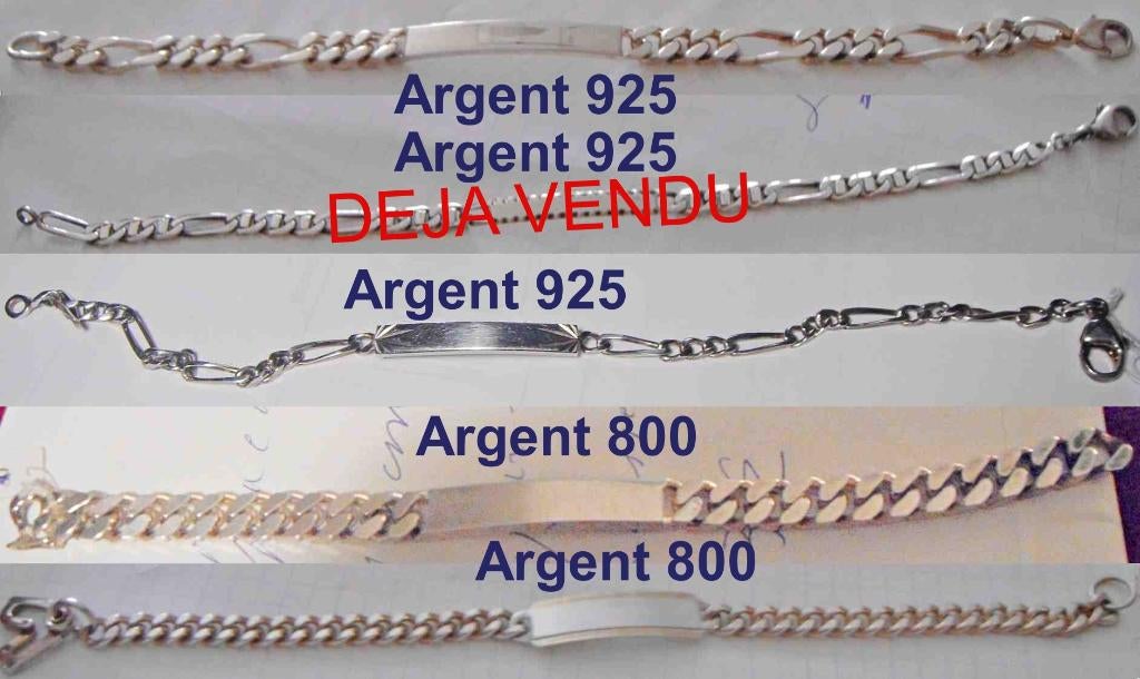 Bracelet identité (plaque à graver), argent 925 ou 800, neuf, Enlèvement ou Envoi, Neuf, Argent, Argent