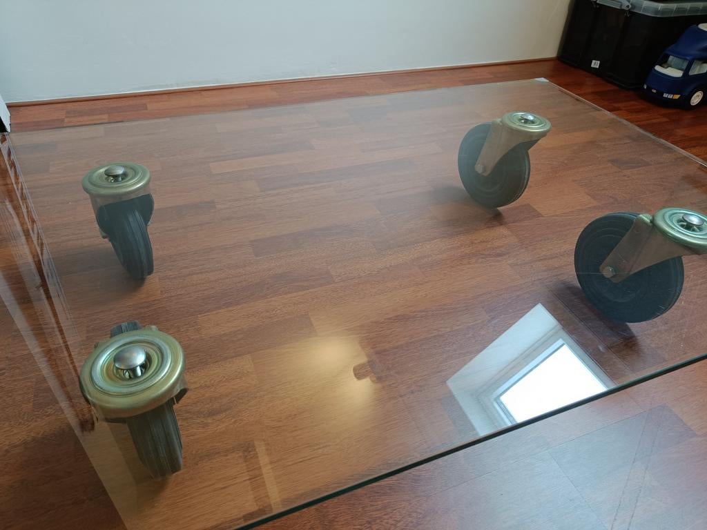 Glazen design salontafel, Ophalen