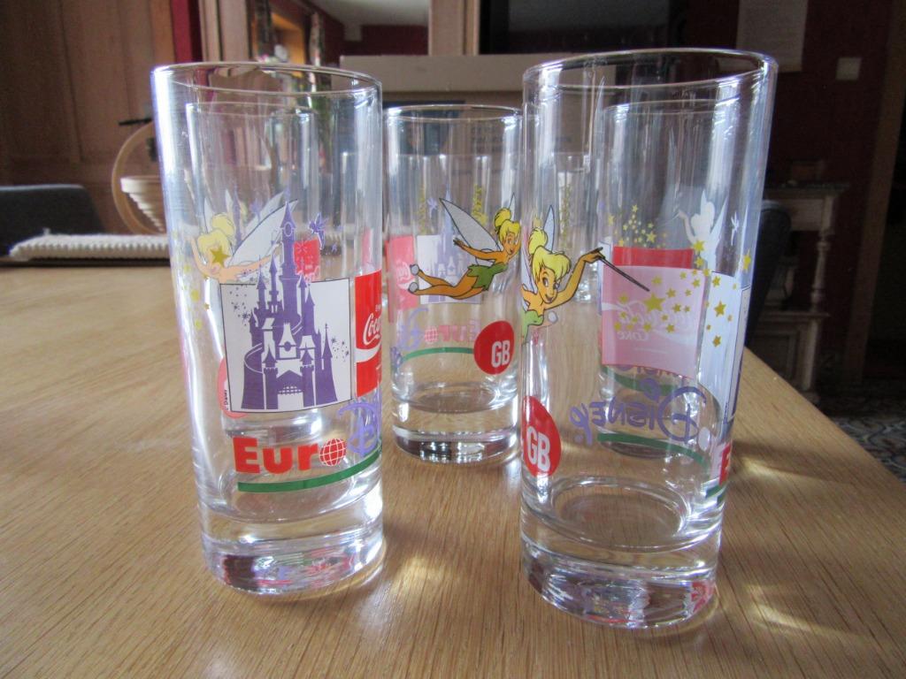 rares! 5 verres Coca Cola GB Euro Disney la fée clochette, Ophalen, Zo goed als nieuw