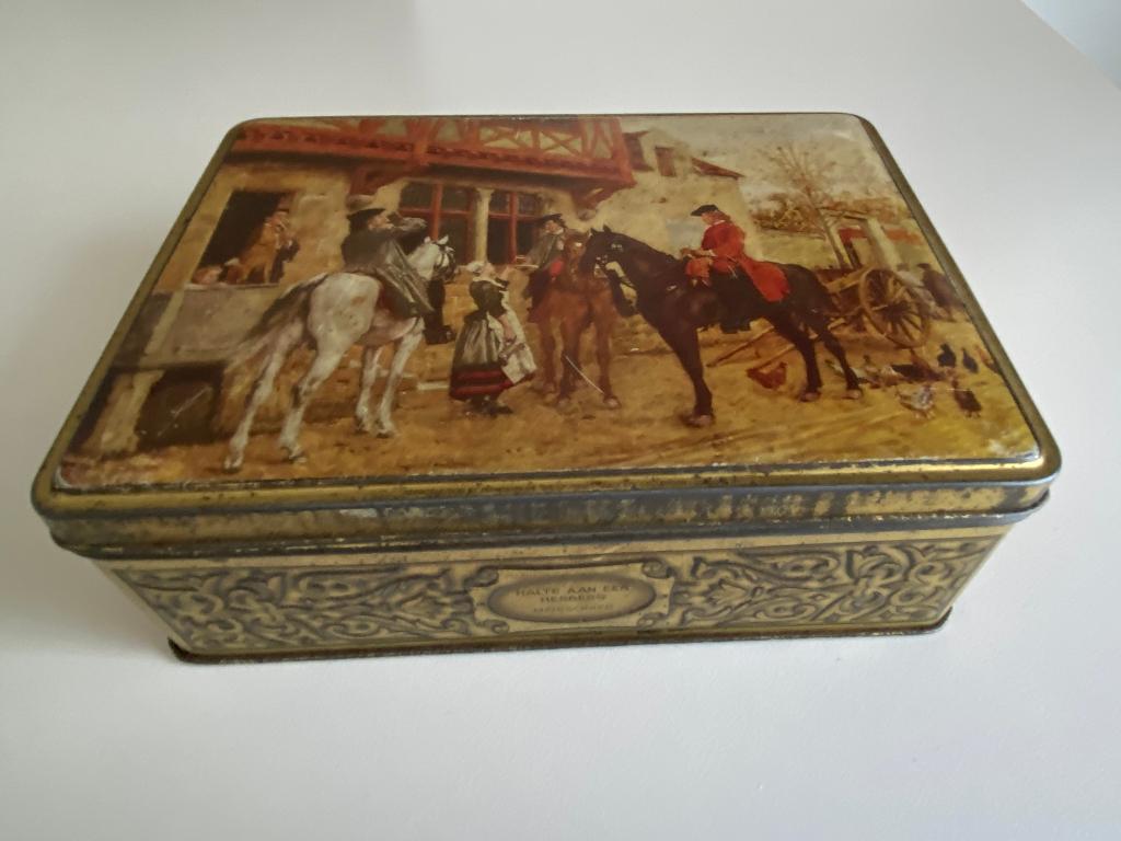 Oude blikken doos DBF - Halte aan een herberg Meissonier, Verzamelen, Blikken, Ophalen of Verzenden, Gebruikt