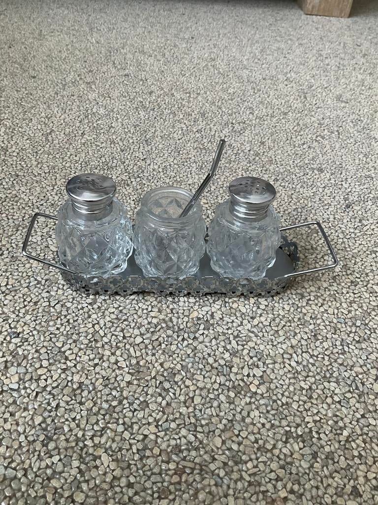 Vintage zout, peper en mosterd stel, Antiek en Kunst, Ophalen of Verzenden