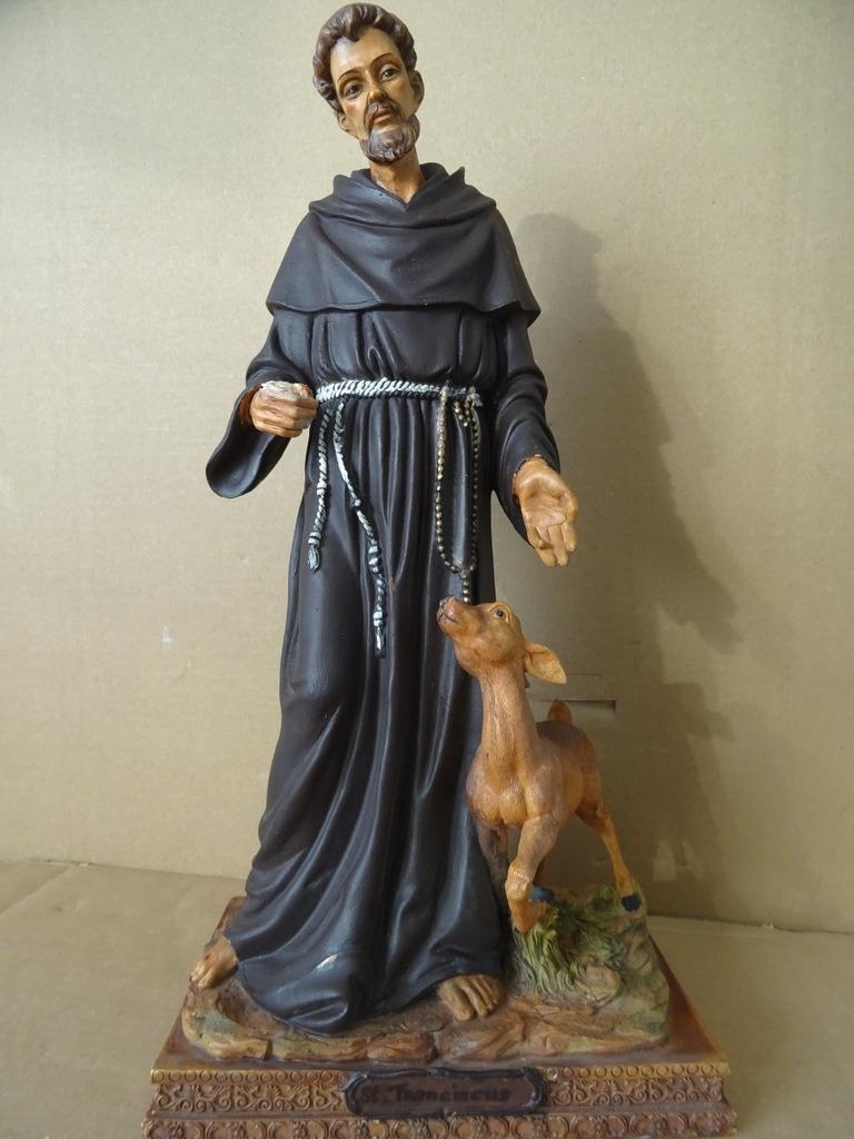 Statue de St François Saint François d'Assise 41cm en résine, Enlèvement ou Envoi, Utilisé, Image, Christianisme | Catholique