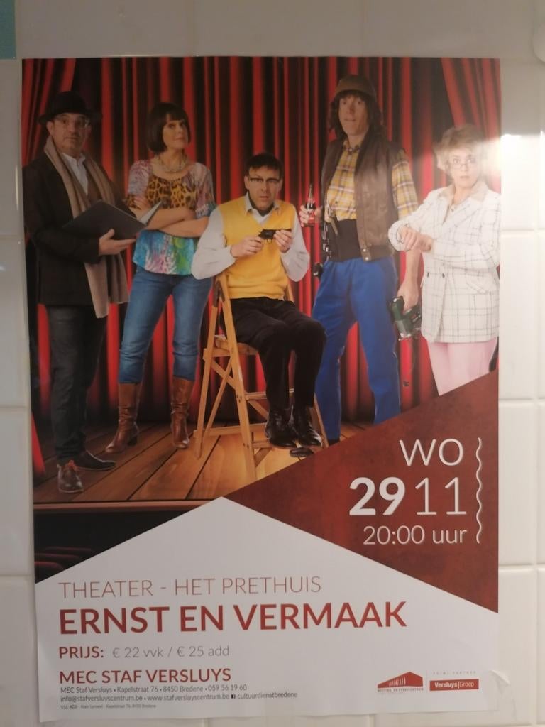 Poster toneel ernst en vermaak, Verzamelen, Posters, Verzenden