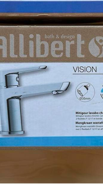 Vision NEUF Allibert wastafelmengkraan in chroom of zwart, Ophalen, Nieuw, Chroom, Kraan
