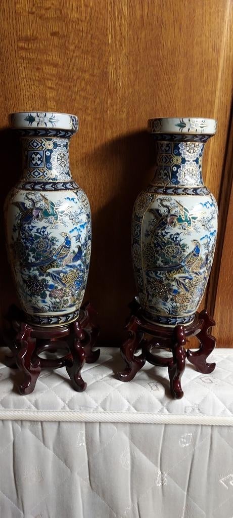 Koppel chinese vazen met voet, Antiek en Kunst, Ophalen