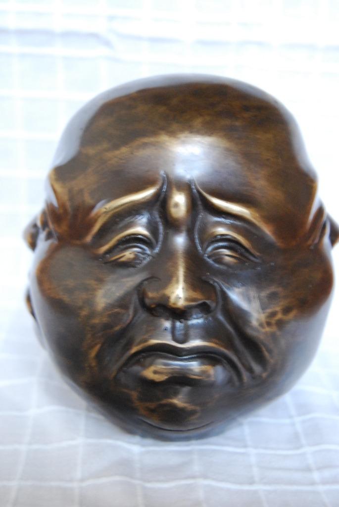PRACHTIG BRONZEN BOEDDHAHOOFD (De 4 gezichten)., Antiek en Kunst, Ophalen of Verzenden, Brons