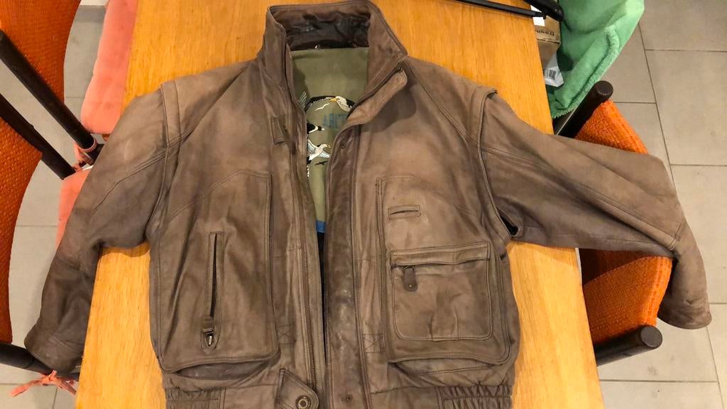 Lederen winterjas heren 50, soepel, Vêtements | Hommes, Vestes | Hiver, Angelo Litrico, Brun, Enlèvement, Porté