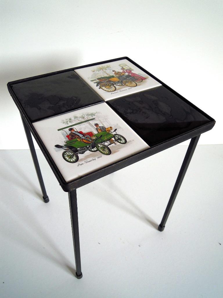 Retro bijzettafeltje met oldtimers, Ophalen of Verzenden, Huis en Inrichting