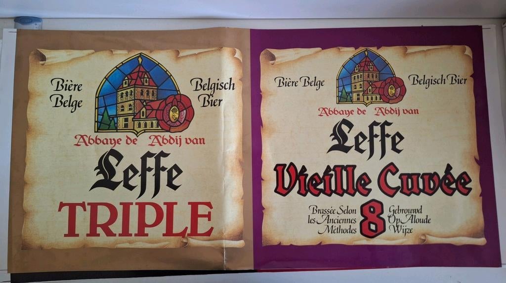 2 drukvellen jaren 80 Leffe bier voor karton reclamebord, Enlèvement ou Envoi, Comme neuf, Leffe