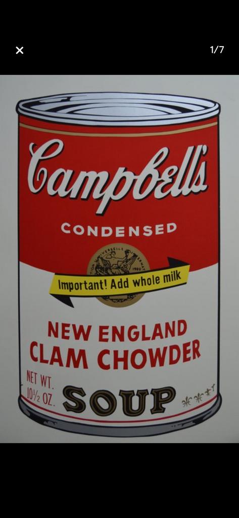 Andy Warhol Campell s New England Clam Chowder Soup, Ophalen of Verzenden