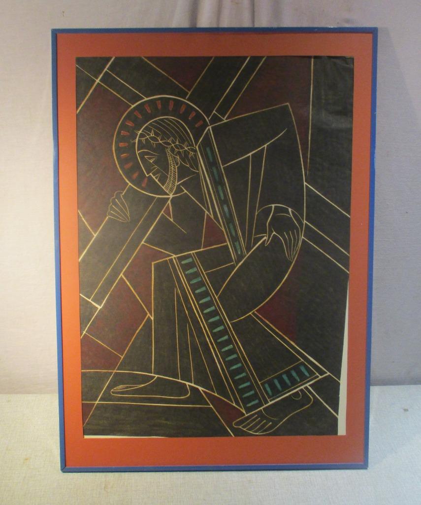 Belle impression religieuse moderne 'Christ portant la croix, Enlèvement ou Envoi, Comme neuf, Christianisme | Catholique