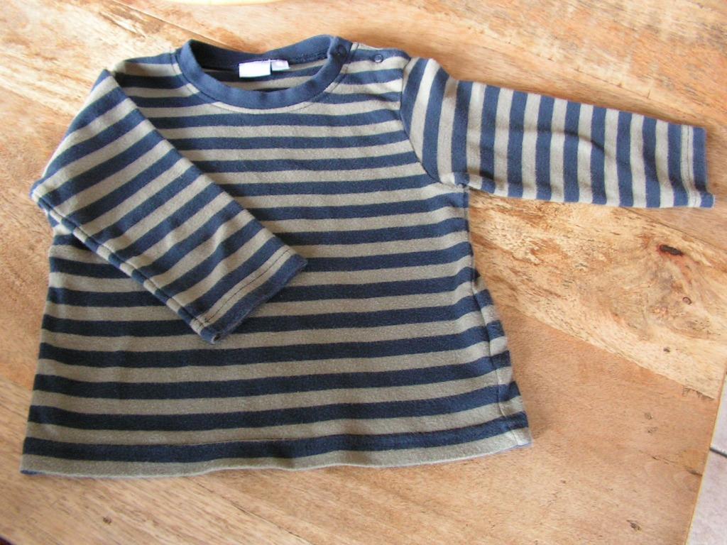 Longsleeve gestreept blauw/kaki, Enlèvement, Utilisé