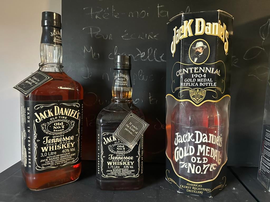 Jack Daniels verzamelset – 3 grote oude flessen (sealed), Ophalen of Verzenden, Zo goed als nieuw