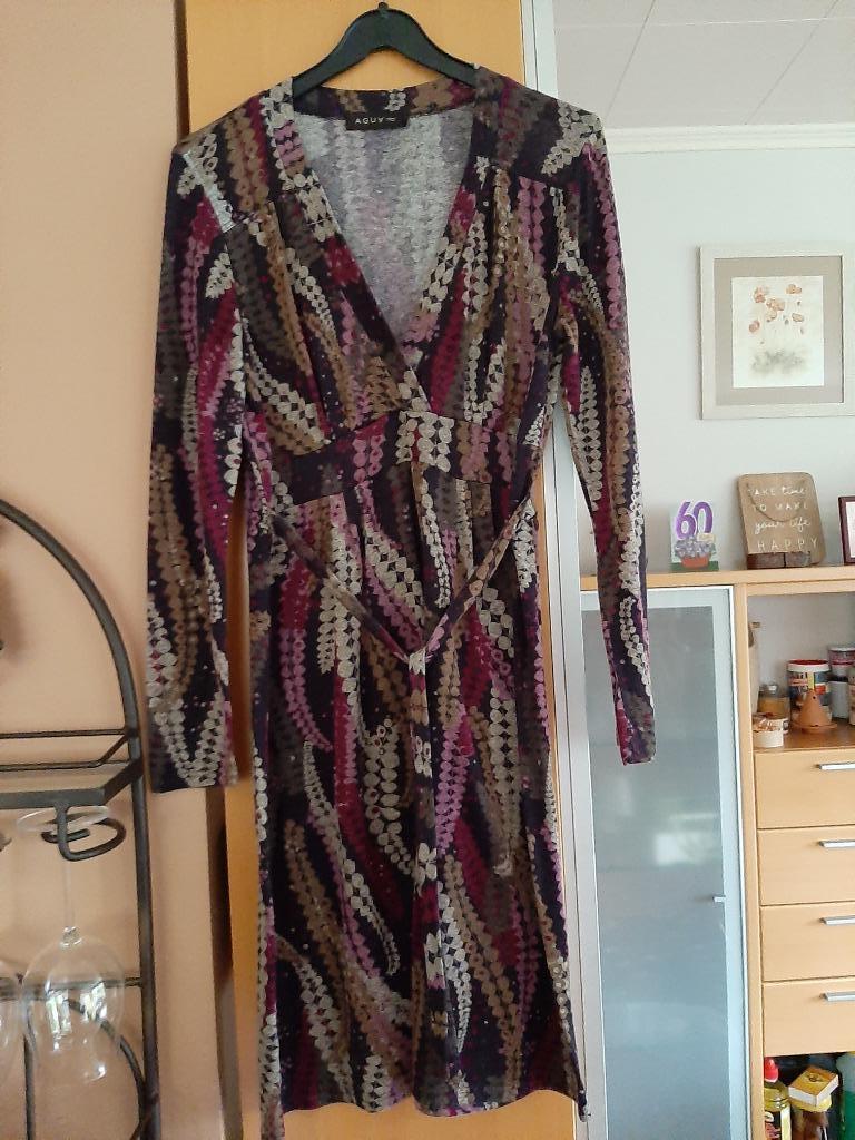 Robe chaude tons mauve/bordeaux Aqua T: 42 - bon état, Kleding | Dames, Overige kleuren, Maat 42/44 (L), Ophalen of Verzenden