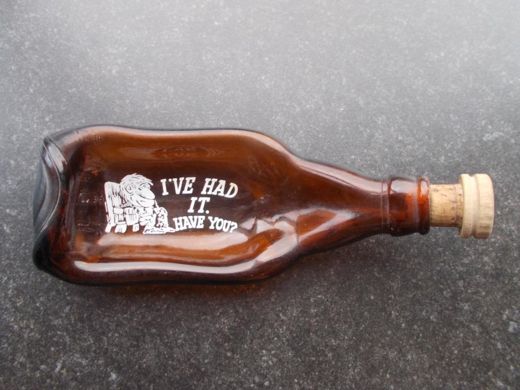 Retro glazen platte fles (schaaltje)  jaren 60/70 = 8 euro, Ophalen of Verzenden, Huis en Inrichting