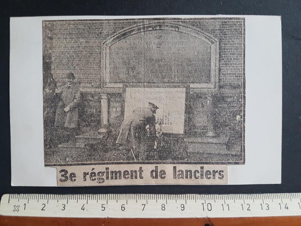 Coupure : Mémorial de guerre 3e régiment de Lanciers, Collections, Objets militaires | Général, Armée de terre, Envoi