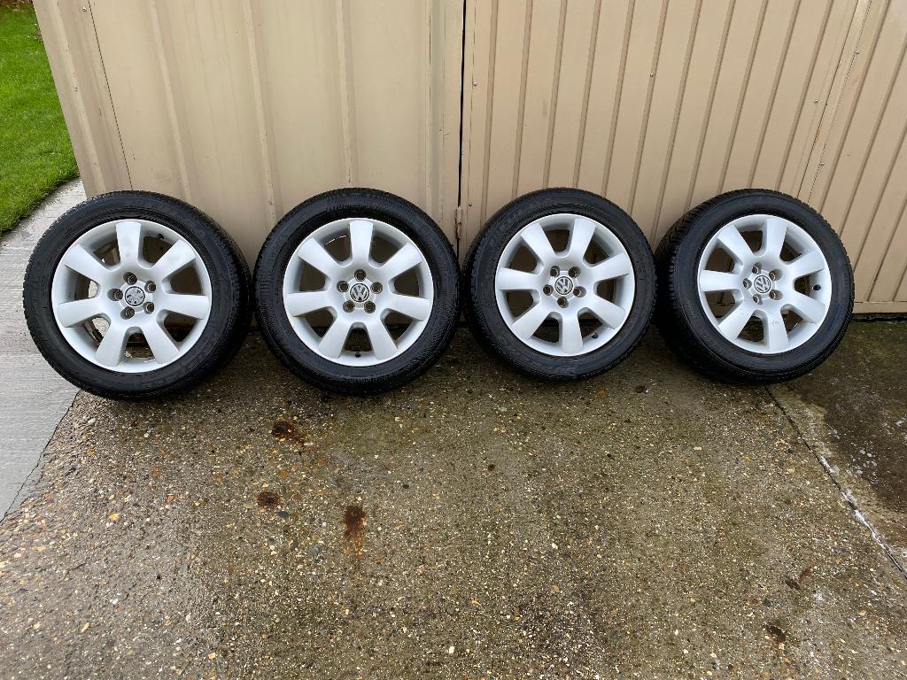 set alu velgen met winterbanden 5x100 205/55 R16, Ophalen, Gebruikt, Velg(en), 16 inch