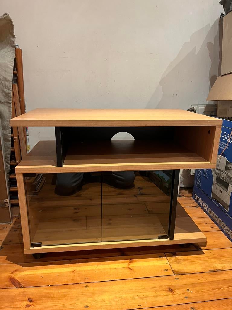 Armoire Tv sur roulette, Ophalen, Gebruikt, 100 tot 150 cm, Eikenhout