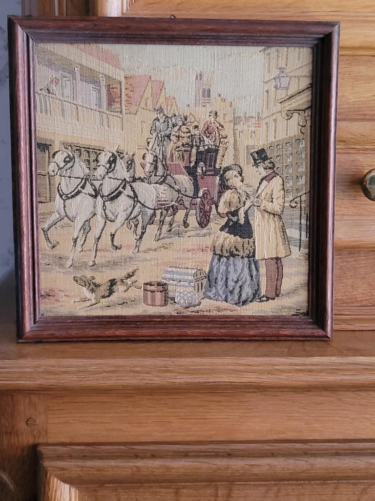 Petite tapisserie ancienne encadrée, Enlèvement ou Envoi