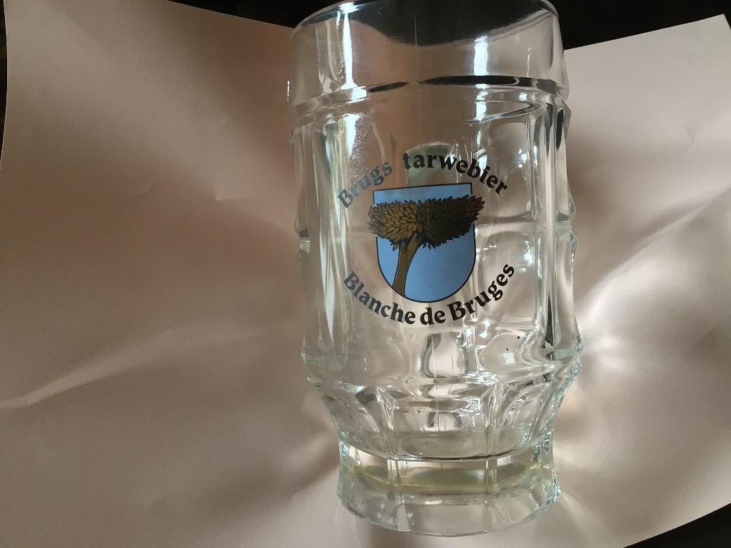 Oud Brugs Tarwebier bierglas met handvat, Ophalen of Verzenden