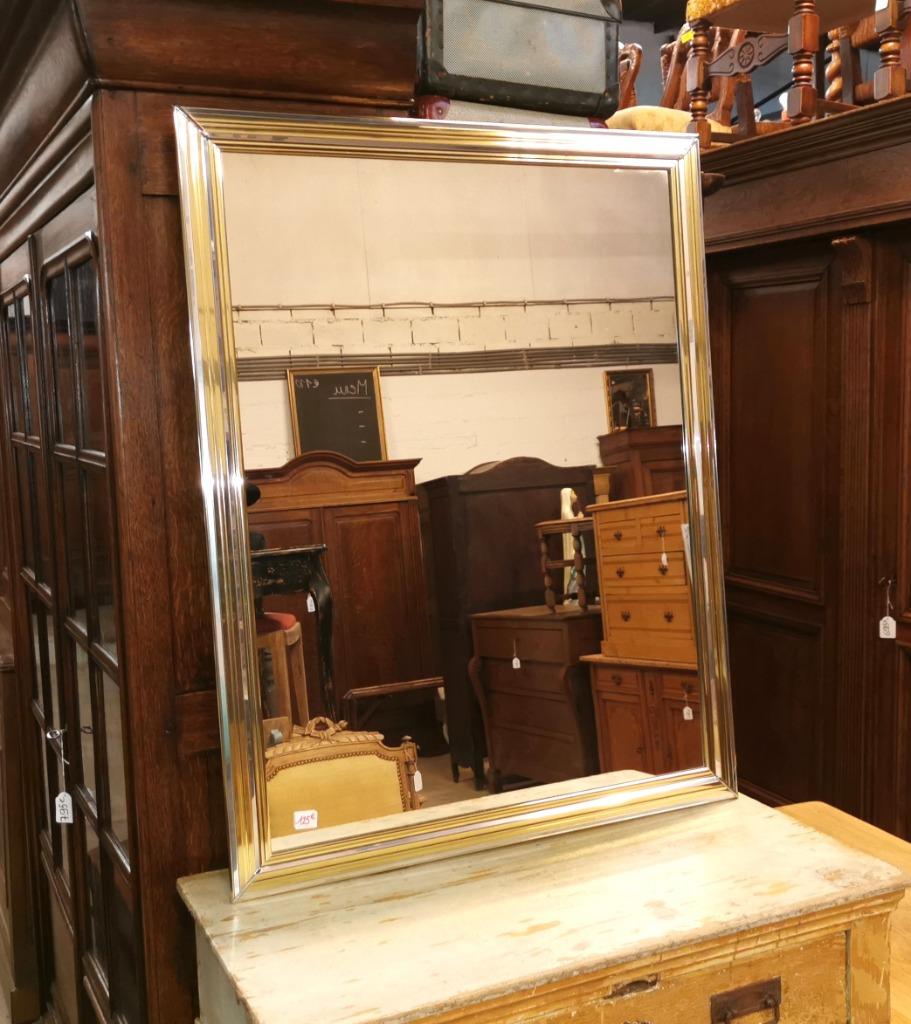 Grote oude Vol koperen spiegel H 92cm B 72cm, Huis en Inrichting, Woonaccessoires | Spiegels, Zo goed als nieuw, 50 tot 75 cm