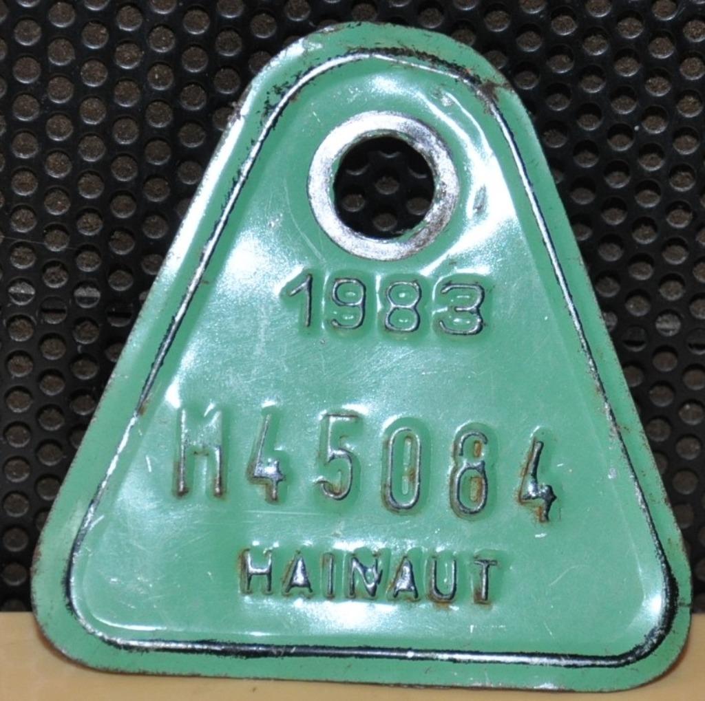 ancienne plaque velo moteur hainaut 1983, Enlèvement ou Envoi, Utilisé