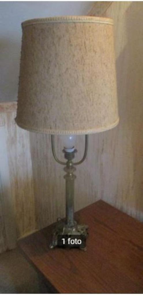 Belle lampe de table en cuivre antique avec abat-jour rétro, Enlèvement ou Envoi, Maison et Meubles