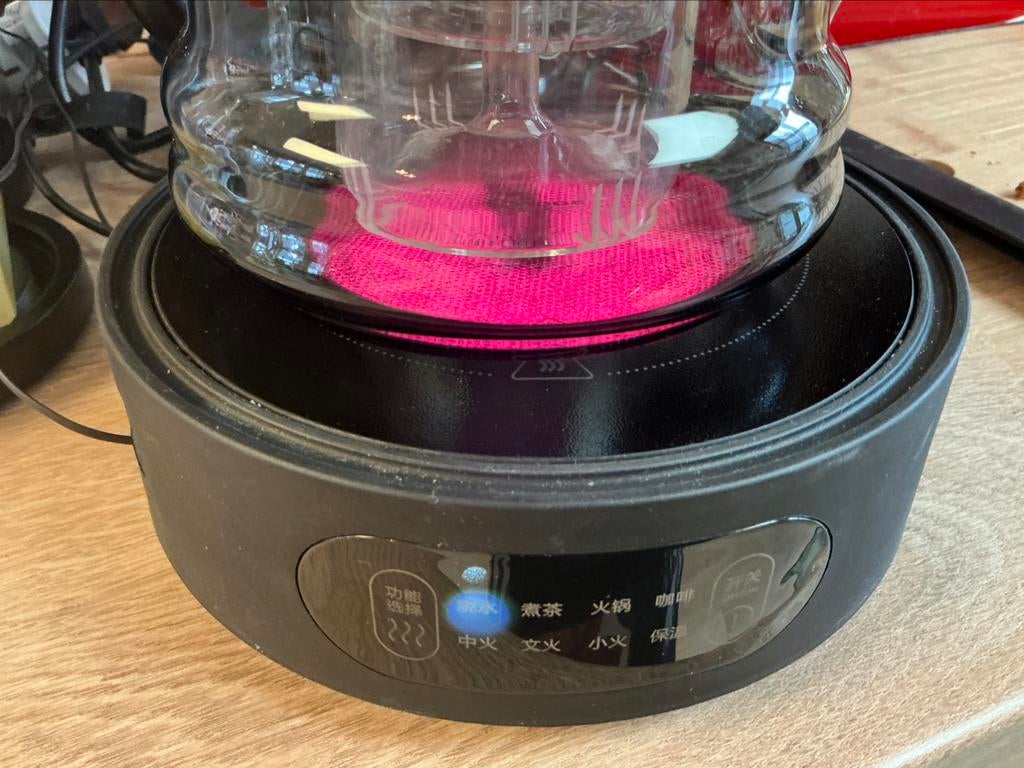 Glazen vuurvaste theepot met kookplaat, Huis en Inrichting, Ophalen of Verzenden, Zo goed als nieuw