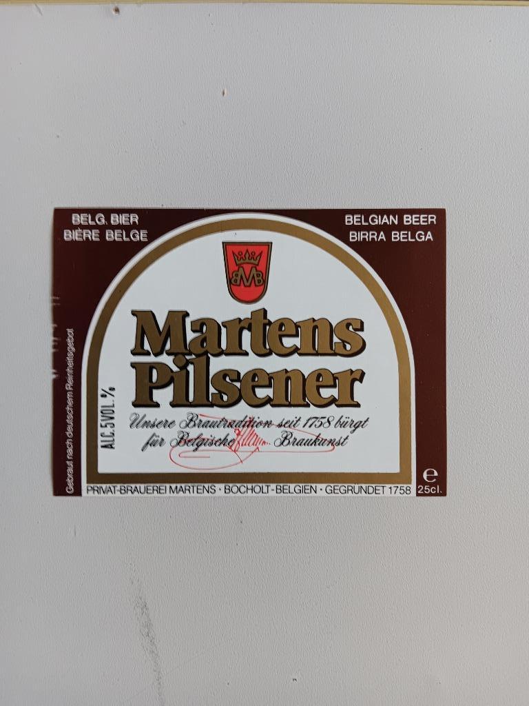 Bieretiketten Martens Bocholt, Verzamelen, Biermerken, Ophalen of Verzenden, Gebruikt, Overige typen