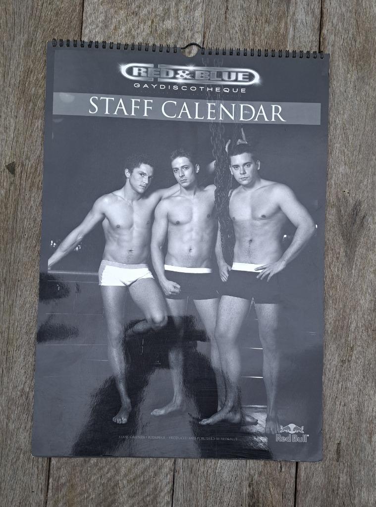 Red & Blue staff calendar 2009 gay intrest collectable, Ophalen of Verzenden, Jaarkalender, Gebruikt