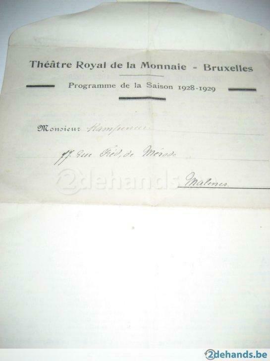 Théatre royal de la monnaie Programma 1928