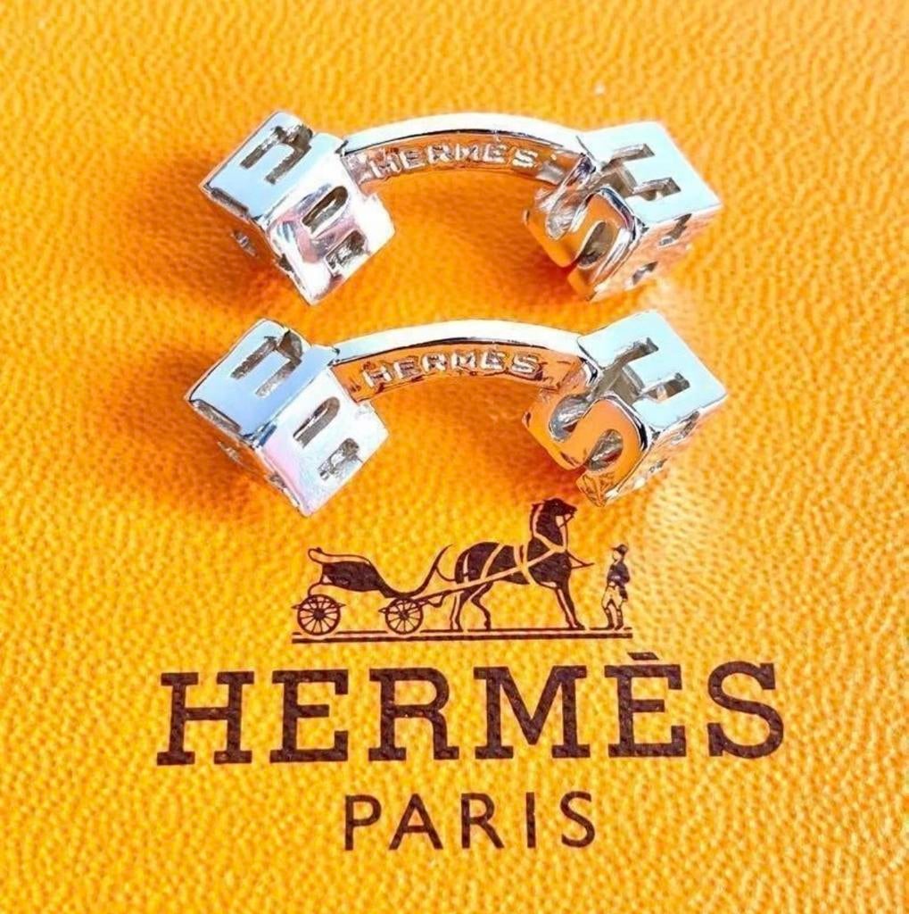 Hermes Manchetknopen SV925 Logo Cube Zilver, Handtassen en Accessoires, Manchetknopen, Zilver, Ophalen of Verzenden
