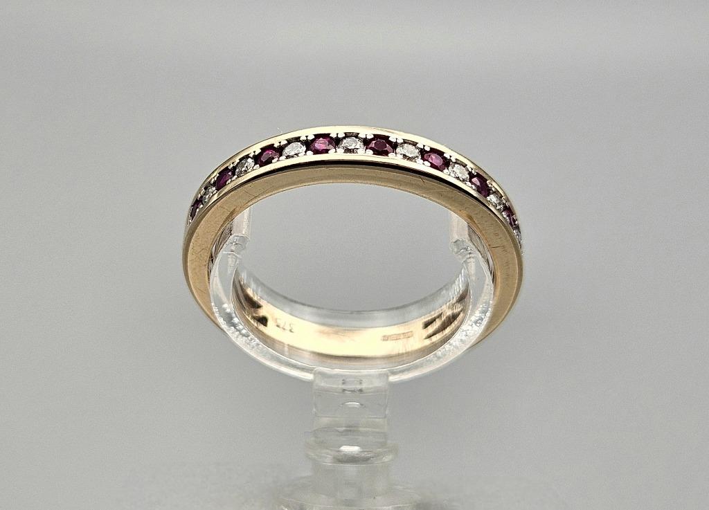 Bague vintage en or avec rubis et diamant.2024/290, Bijoux, Sacs & Beauté, Bagues, Rouge, Enlèvement ou Envoi, Comme neuf, Or