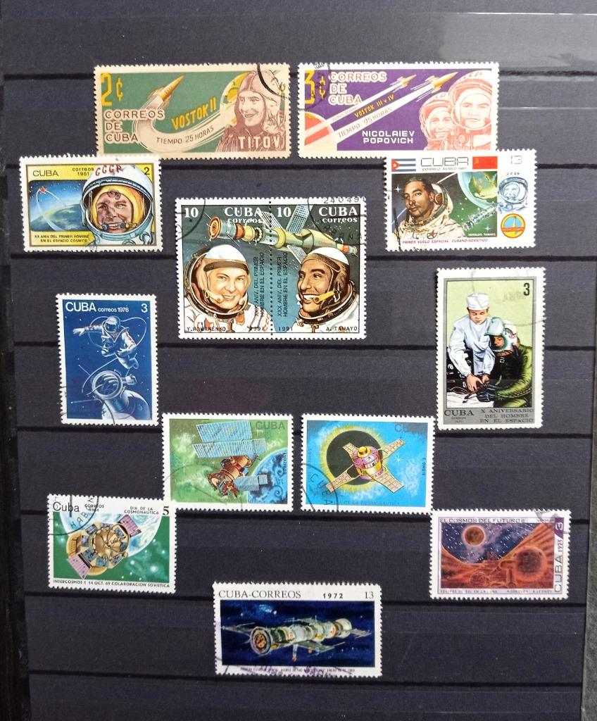 Cuba — voyage dans l'espace — 13 timbres oblitérés, Envoi, Affranchi, Autres thèmes