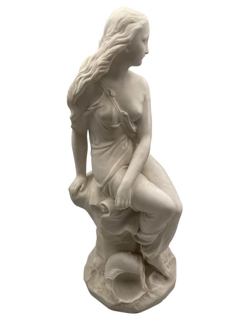 Sculpture Minton La belle Miranda biscuit blanc XIXe, Antiquités & Art, Enlèvement ou Envoi