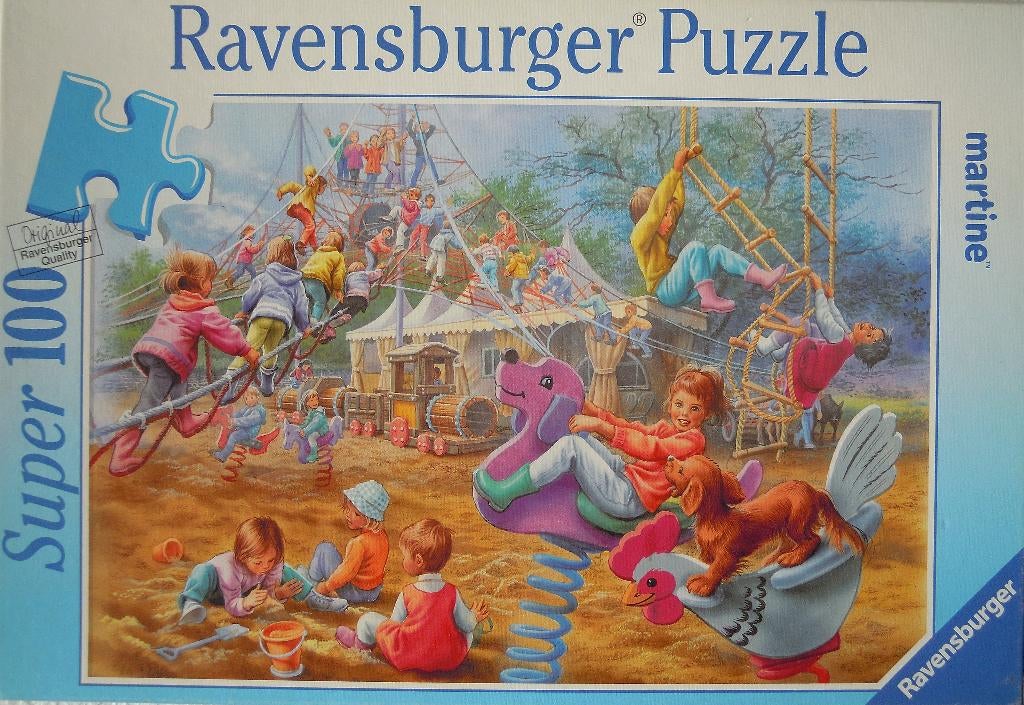 Vintage puzzel Tiny in de speeltuin, Hobby en Vrije tijd, Verzenden, Minder dan 500 stukjes, Gebruikt, Legpuzzel