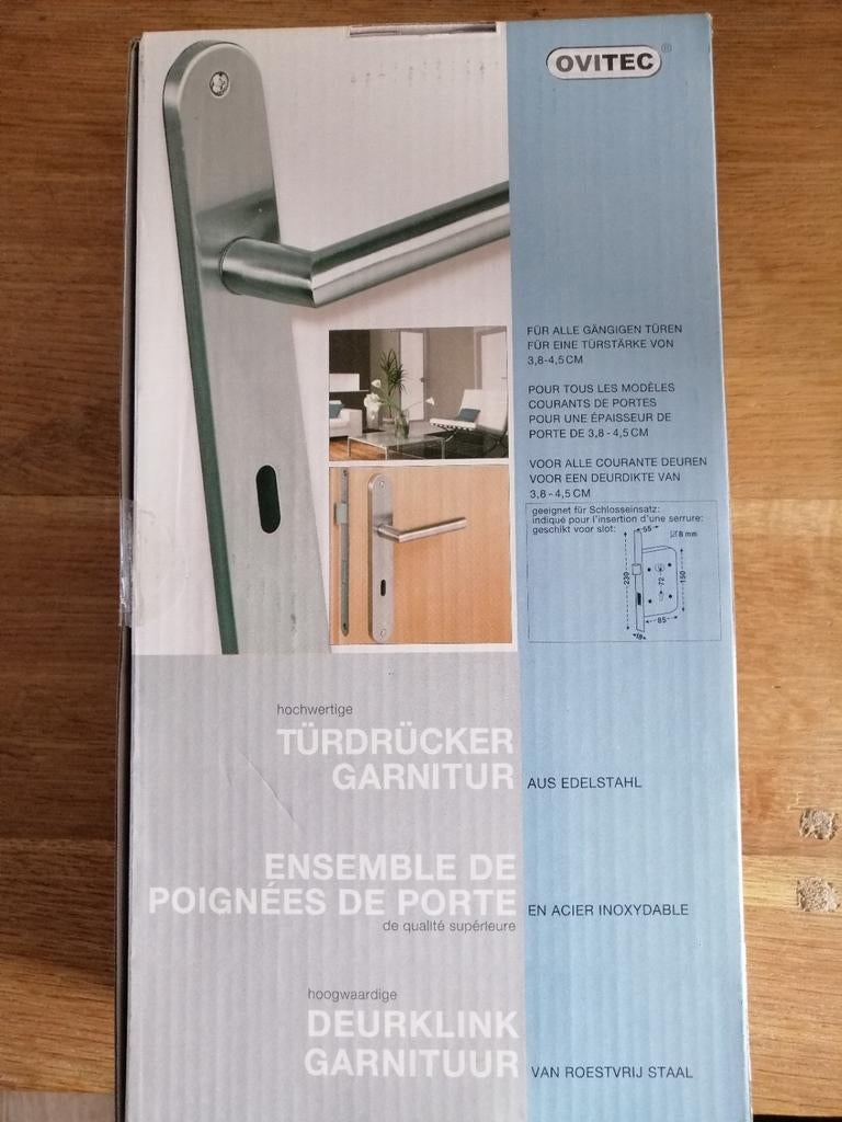 Deurklink met garnituur RVS 2 paar beschikbaar, Ophalen of Verzenden, Nieuw