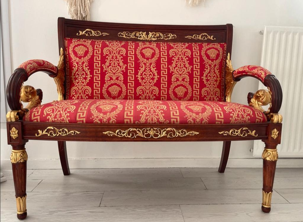Vanitas Loveseat Gianni Versace Medusa+ 2 poufs+2 coussins, Antiquités & Art, Enlèvement ou Envoi
