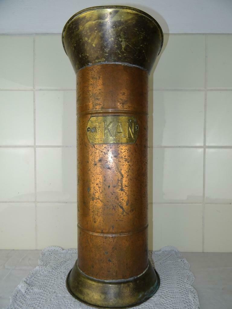 Antieke kolenkit met Delfts blauw handvat Antieke kolenemmer, Ophalen of Verzenden, Koper