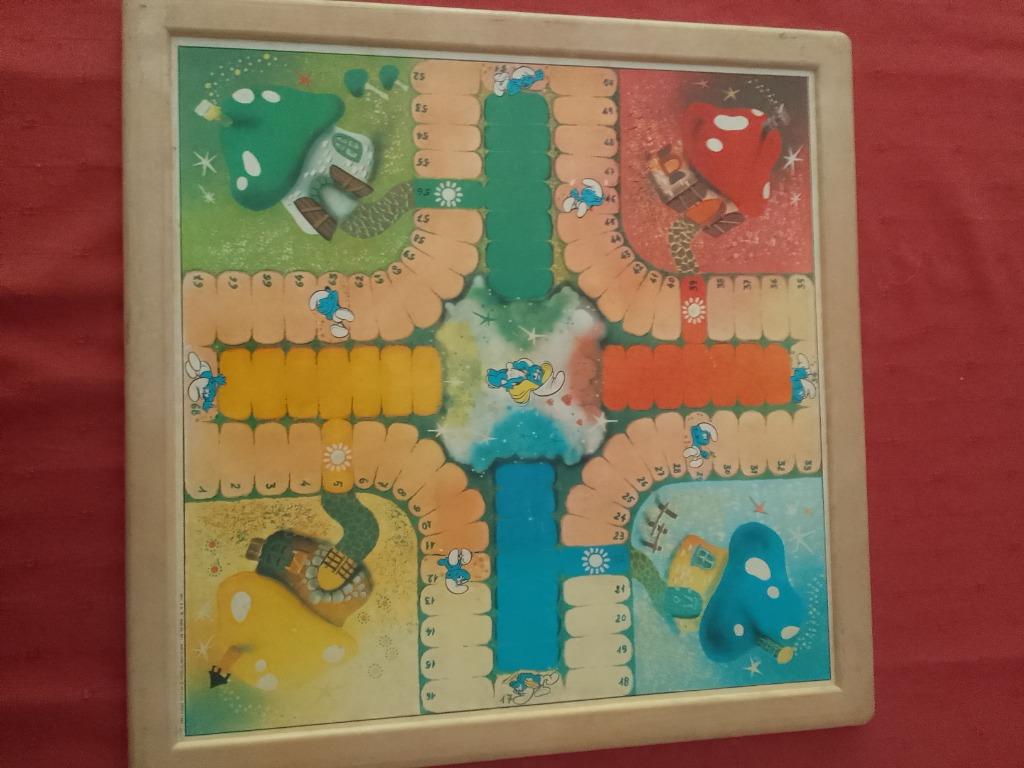 Ancien Plateau petits chevaux jeu SCHTROUMPF, Enlèvement ou Envoi, Utilisé