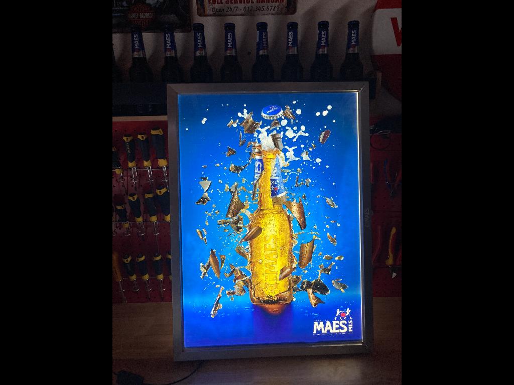 Led Maes pils bier lichtreclame!, Enlèvement, Comme neuf