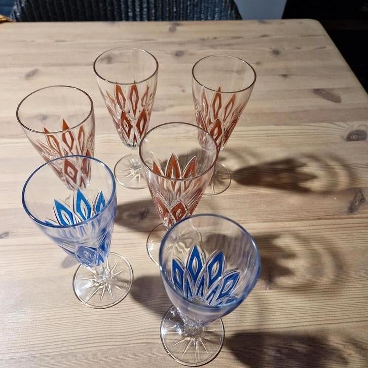6 flûtes à champagne Arlequin, Antiek en Kunst, Antiek | Glaswerk en Kristal