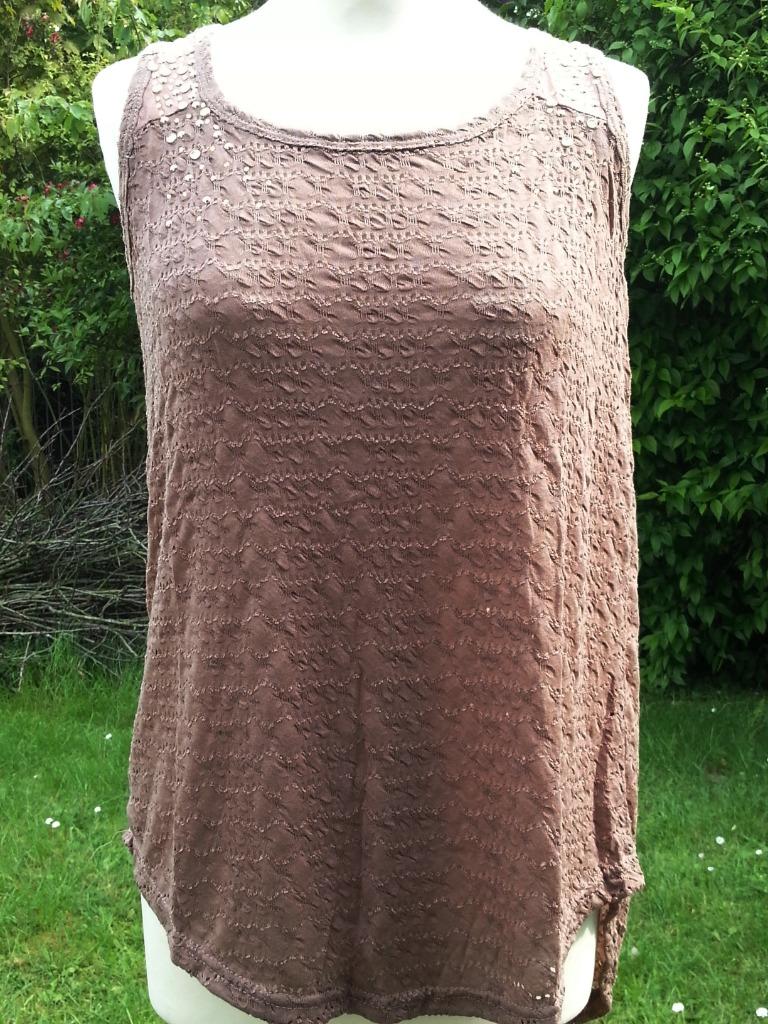stretch topje bruin kleine gaatjes + strass goud TU Nieuw, Taille 38/40 (M), Enlèvement ou Envoi, Brun, Neuf