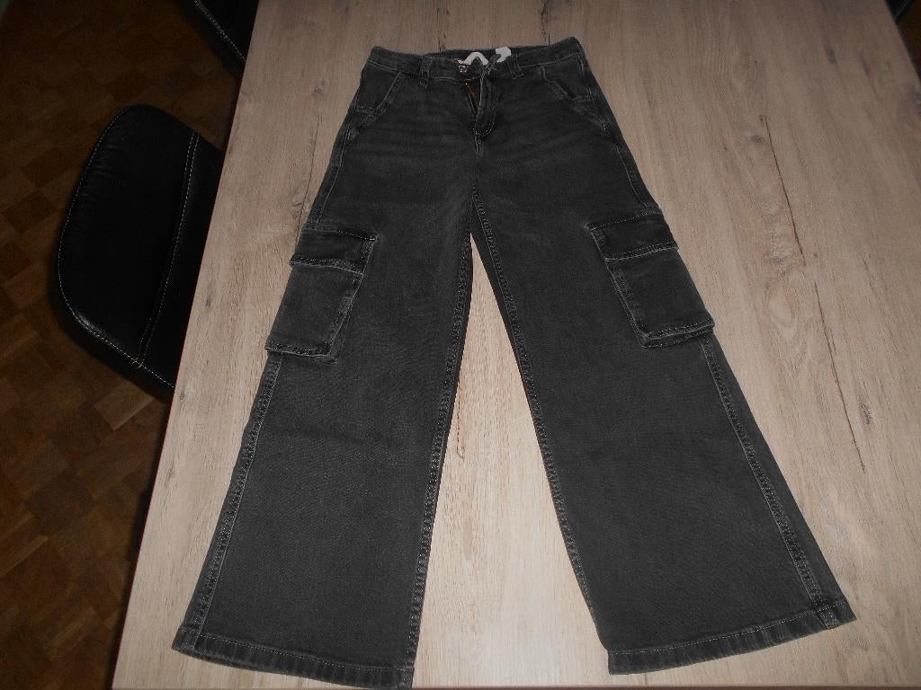 zwart grijs jeans broek maat 152, Broek, Gebruikt, Meisje, H&M