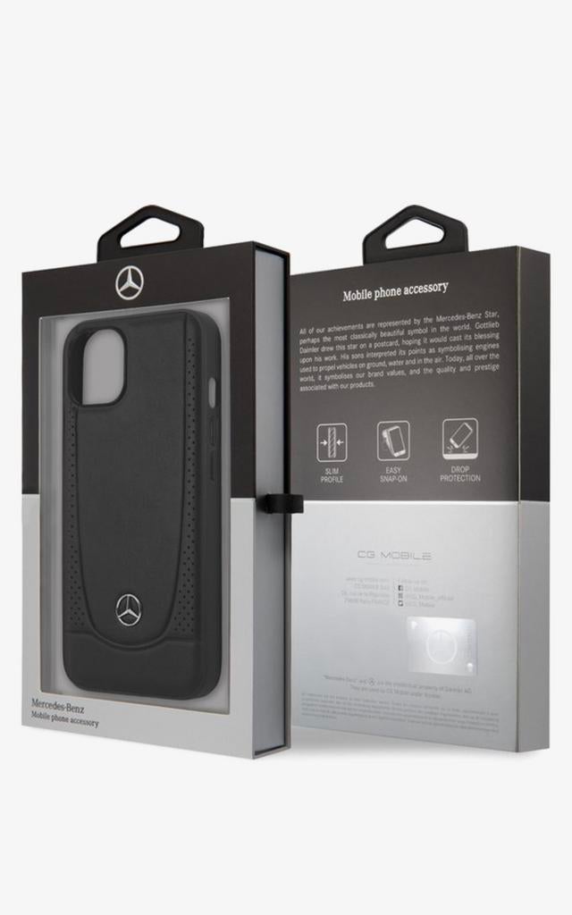 Iphone 15 Mercedes-Benz backcase hoesje effen zwart leder, Ophalen of Verzenden, Zo goed als nieuw